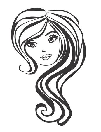 Abstract Beautiful Woman doodle Portrait のイラスト素材