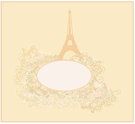 vintage retro Eiffel card のイラスト素材