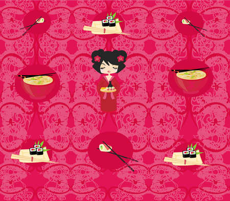 vector pattern with sushi のイラスト素材