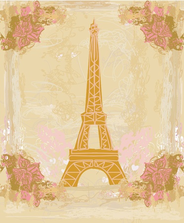 vintage retro Eiffel card のイラスト素材