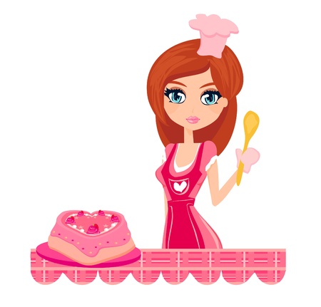 sweet Housewife cooking のイラスト素材