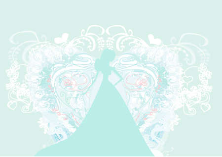 Abstract Beautiful floral bride のイラスト素材