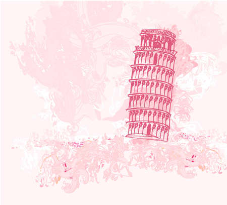 vector pisa tower grunge background のイラスト素材