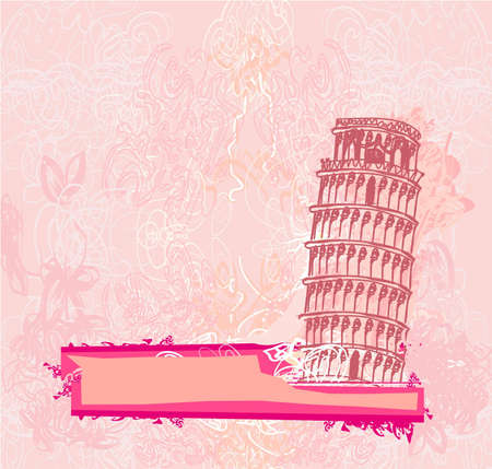 vector pisa tower grunge background のイラスト素材