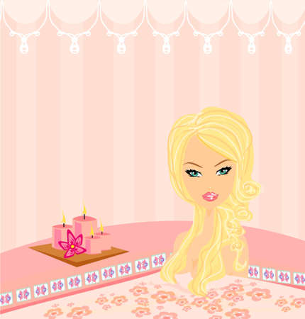 pretty girl enjoying elegant spa のイラスト素材