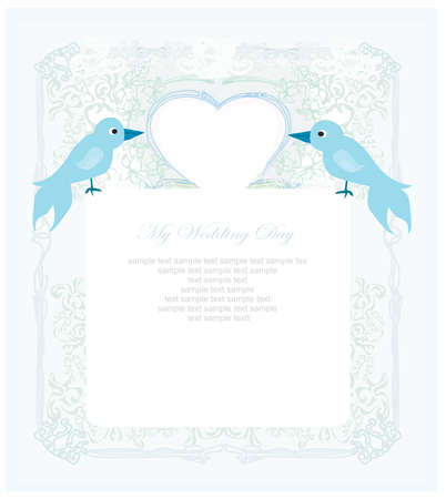 valentines day greeting card with 2 sweet love birds のイラスト素材