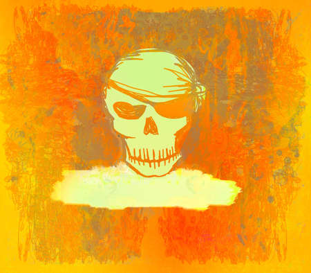 Skull Pirate - retro grunge card の写真素材