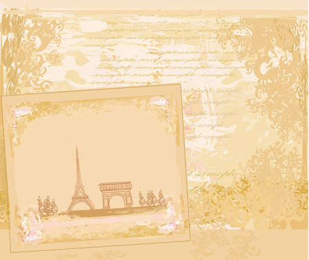 vintage retro Eiffel card のイラスト素材