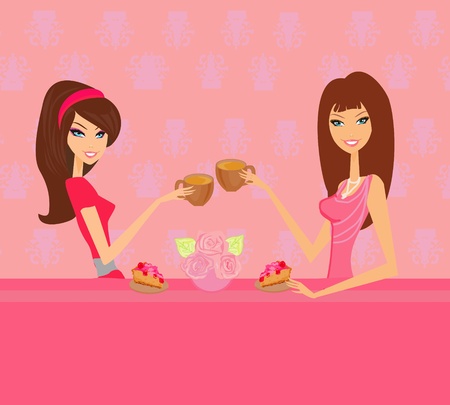 cute pretty girl in coffee break   のイラスト素材