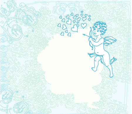 happy valentines day card with cupid のイラスト素材