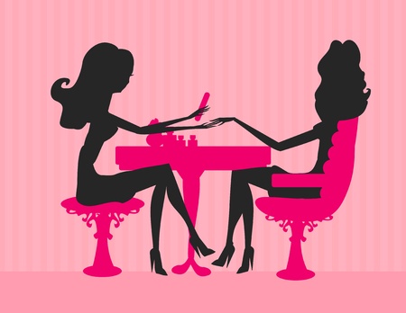 Young lady doing manicure in beauty salon のイラスト素材