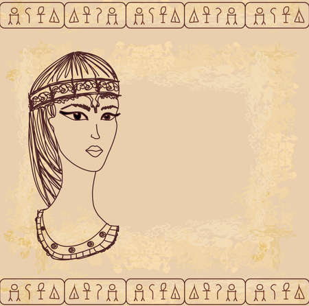 old paper with Egyptian queen のイラスト素材