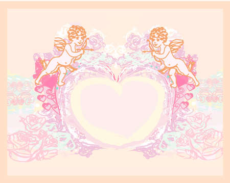 happy valentines day card with cupid のイラスト素材
