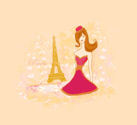 beautiful women Shopping in Paris のイラスト素材