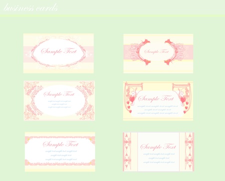 pink business floral card set のイラスト素材
