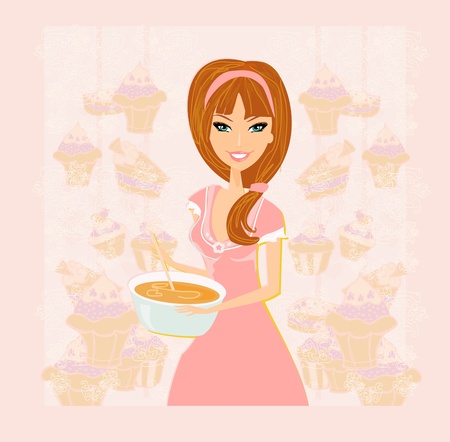 sweet Housewife cooking のイラスト素材
