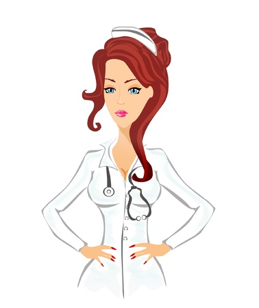 Beautiful cartoon nurse on white backgroundのイラスト素材