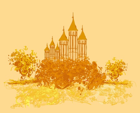 Illustration of the castle in retro style のイラスト素材