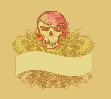 Skull Pirate - retro card のイラスト素材