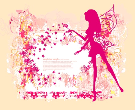 floral background with a beautiful fairy のイラスト素材