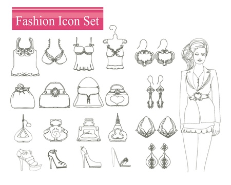 Fashion shopping icon doodle set のイラスト素材