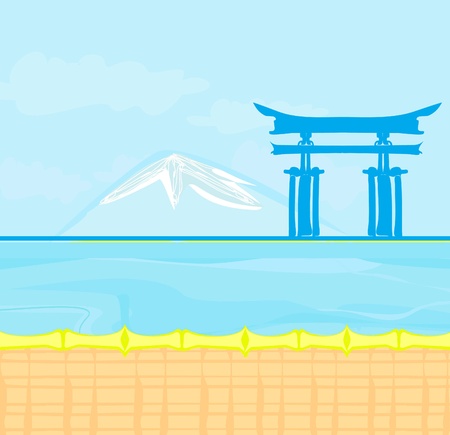 Fuji and morning sunrays のイラスト素材