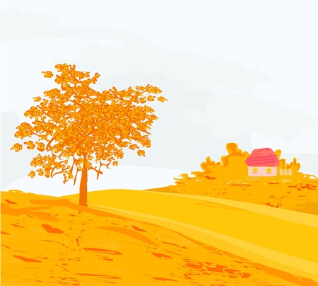 Beautiful vector autumn landscape のイラスト素材