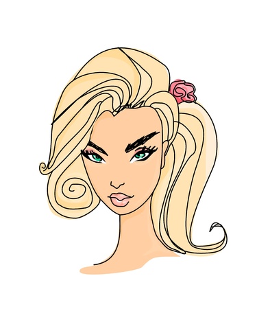 Beautiful Woman doodle Portrait のイラスト素材