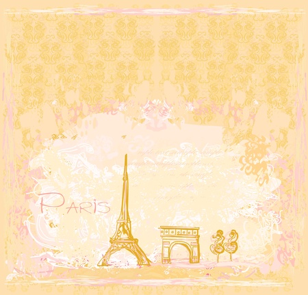 vintage retro Eiffel card のイラスト素材