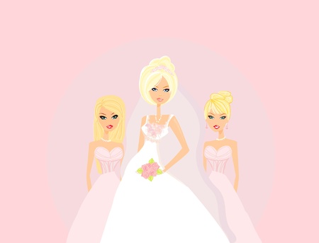 Bride with bridesmaids のイラスト素材
