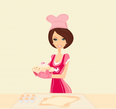 beautiful Housewife cooking のイラスト素材