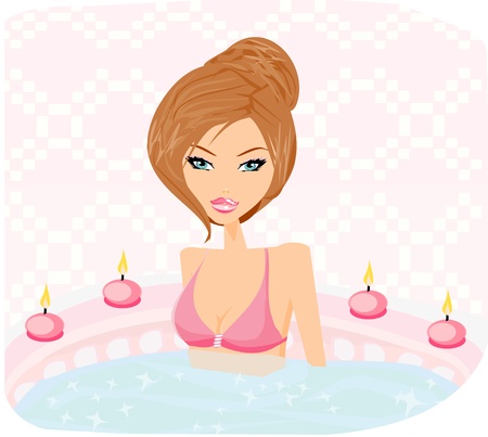 pretty girl enjoying elegant spa のイラスト素材