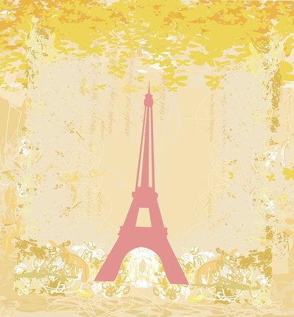 vintage retro Eiffel card のイラスト素材