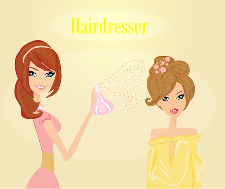 Vector illustration of the beautiful woman in hairdressing salon   のイラスト素材