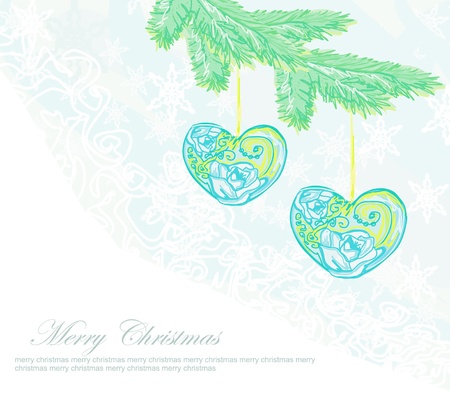 Christmas background  Christmas branch and ball in form heart  のイラスト素材