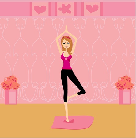 woman in a traditional yoga pose vector illustration のイラスト素材