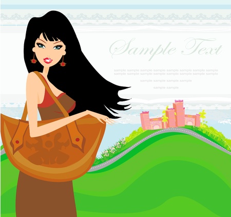 fashion girl Shopping のイラスト素材