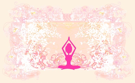 Silhouette of a Girl in Yoga pose のイラスト素材