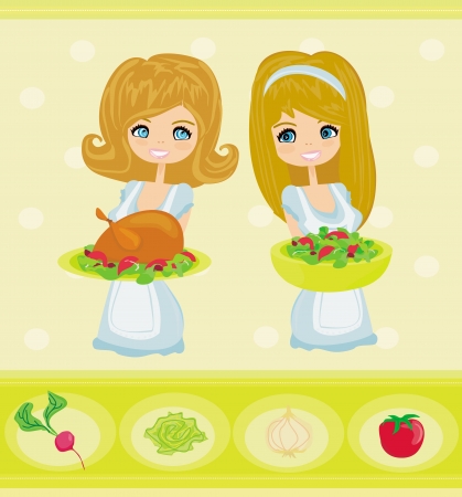 Beautiful Waitress のイラスト素材