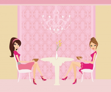 cute pretty girl in coffee break のイラスト素材