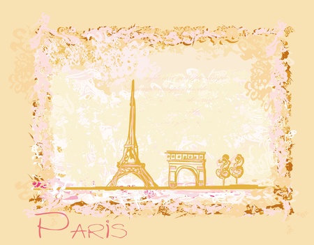 vintage retro Eiffel card のイラスト素材