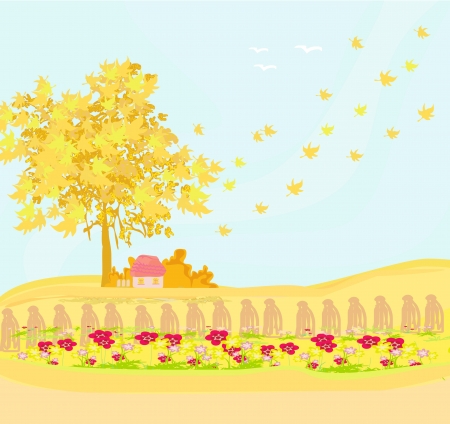 Beautiful vector autumn landscape のイラスト素材