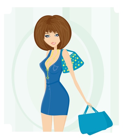 beautiful women Shopping のイラスト素材