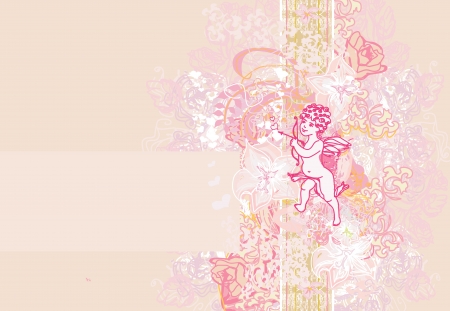 happy valentines day card with cupid のイラスト素材