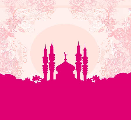 Ramadan background - mosque silhouette vector card のイラスト素材