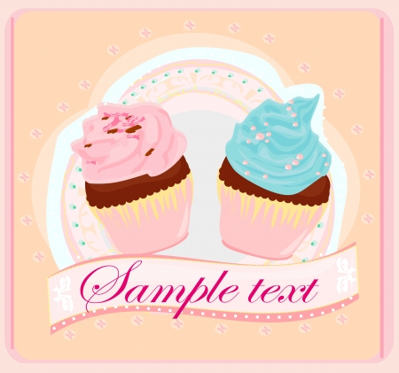 Vintage card with cupcake のイラスト素材