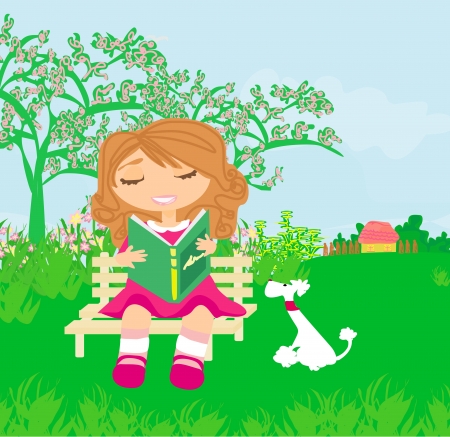 Teen girl Reading A Book のイラスト素材