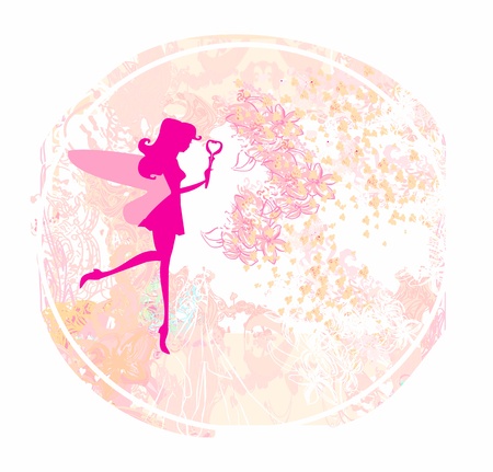 floral background with a beautiful fairy のイラスト素材