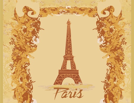 vintage retro Eiffel card のイラスト素材