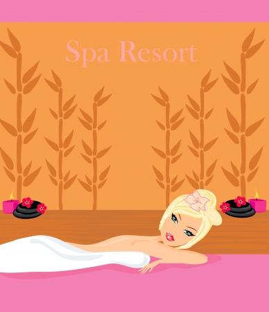 pretty girl enjoying elegant spa のイラスト素材